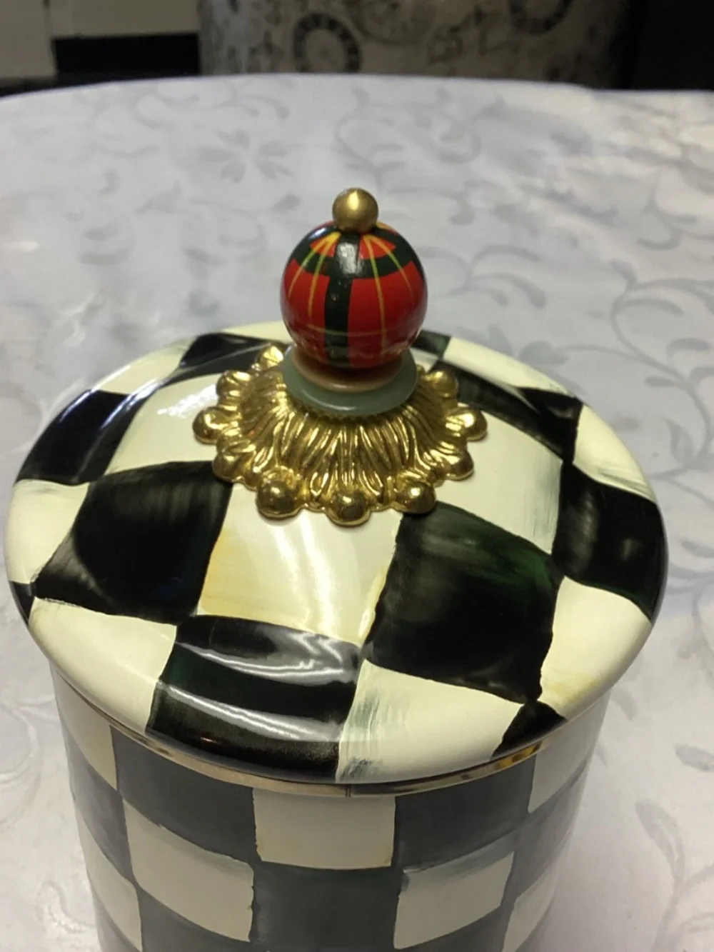 Mackenzie CHILDS TRUE VINTAGE COURTLEY CHECK CANNISTER